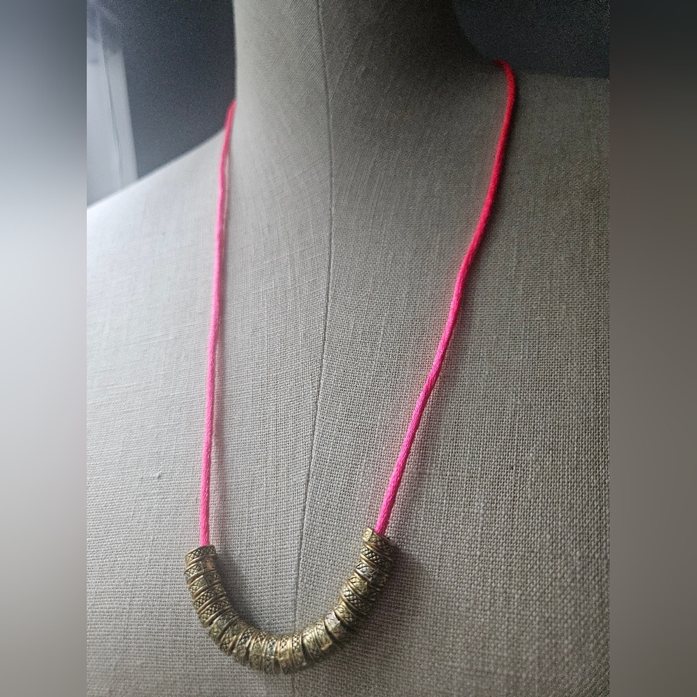 NWT SUSAN BICKFORD Cord & Brass Bead Necklace
